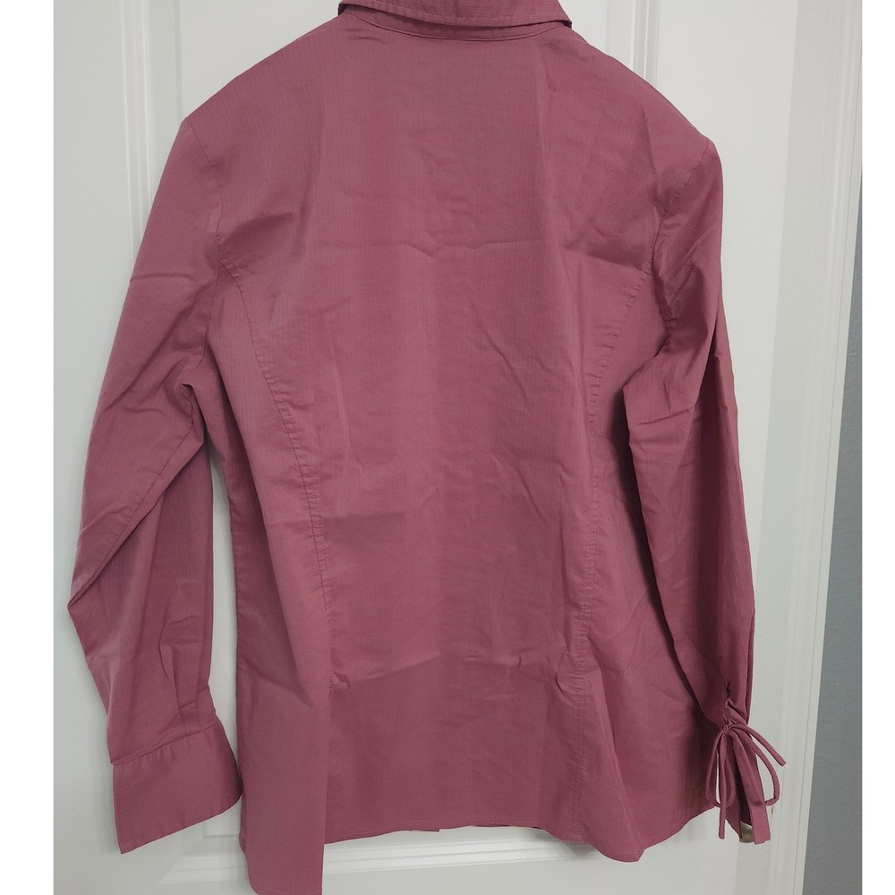Apostrophe Stretch Pink Button Up Blouse Lace Up Tie Cuffs Plus Size 16W - Picture 5 of 9